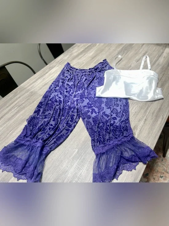 Vintage Purple Floral Lace Bloomers and Chamise