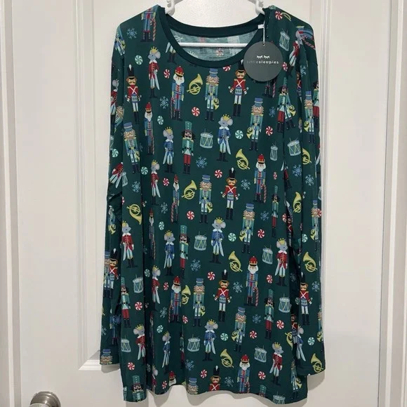 Little Sleepies Nutcracker March Pajama Top Holiday Christmas Green Women 2X XXL