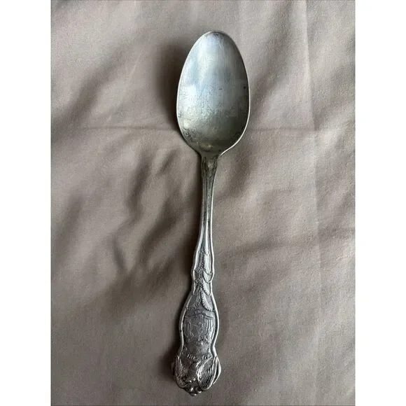 Antique Silverplate Maine Dirigo 1915 Souvenir Spoon‎ WM ROGERS 23.2g  #J4362