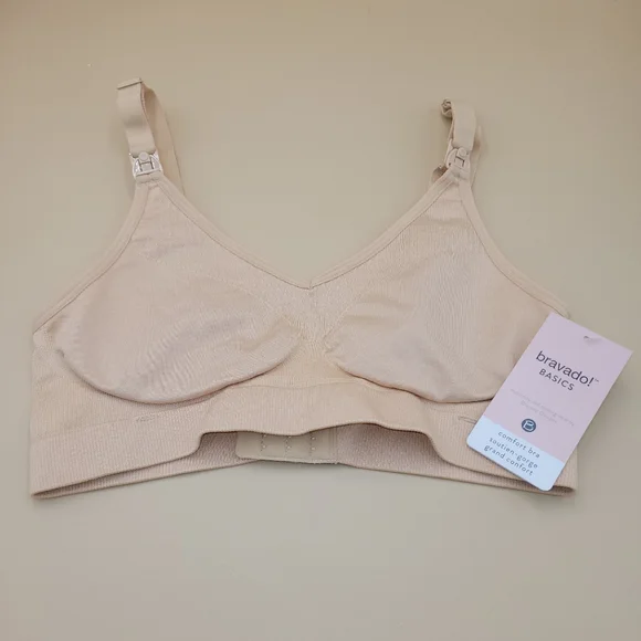 Bravado Basics‎ Nursing Bra Small Beige Rear Closure Front Release Hooks NWT