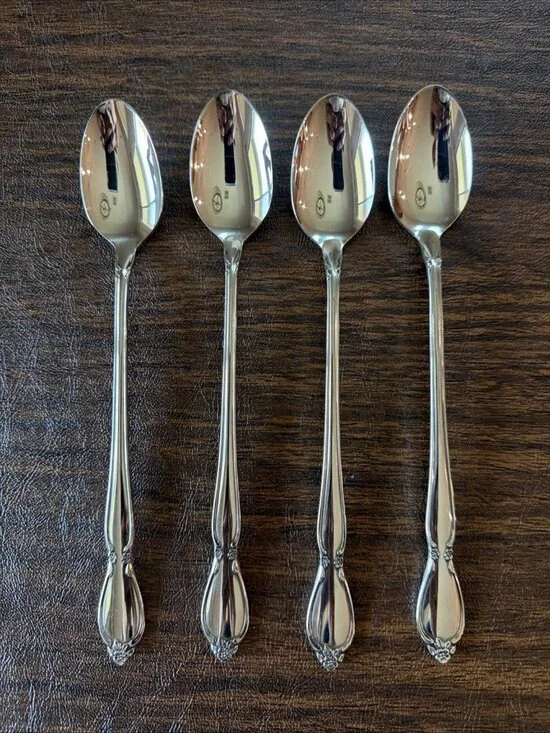 Set of 4 Oneida Community Chatelaine Stainless Iced Tea Spoons 7.5