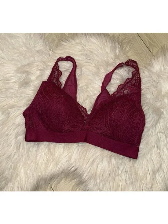 Bali DF6595 Comfort Revolution Scallop Lace Wire Free Bralette Bra S Small Berry