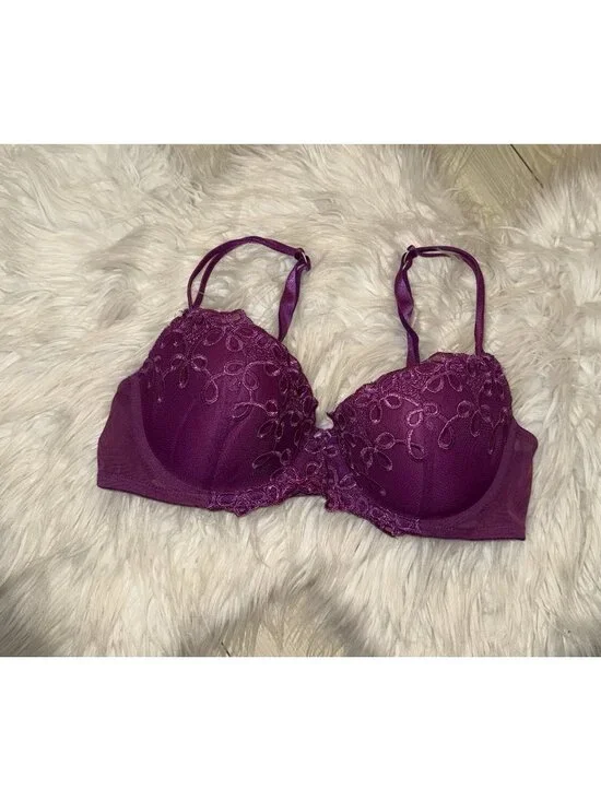 Ambrielle 19399-5 Embroidered Lace Lightly Lined Bra Underwire Womens 36C Purple