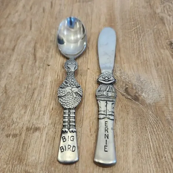 Gorham Sesame Street Muppets Stainless Child Flatware Big Bird Ernie Spoon Knife