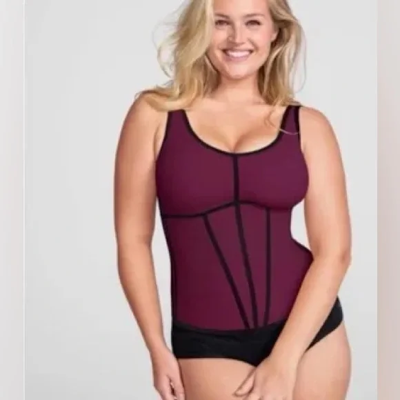 Honeylove boldness tank top maroon black womens size XL‎ shapewear new with tags
