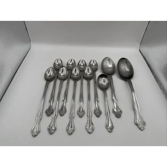 Lot of 11 SaladMaster Spoons Stainless Iced Tea, Soup, Serving Spoon