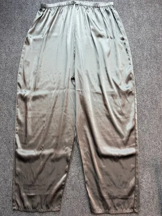 Vintage Women's Satin Sleep Lounge Pajama Pants Gray Size 2XL Indonesia