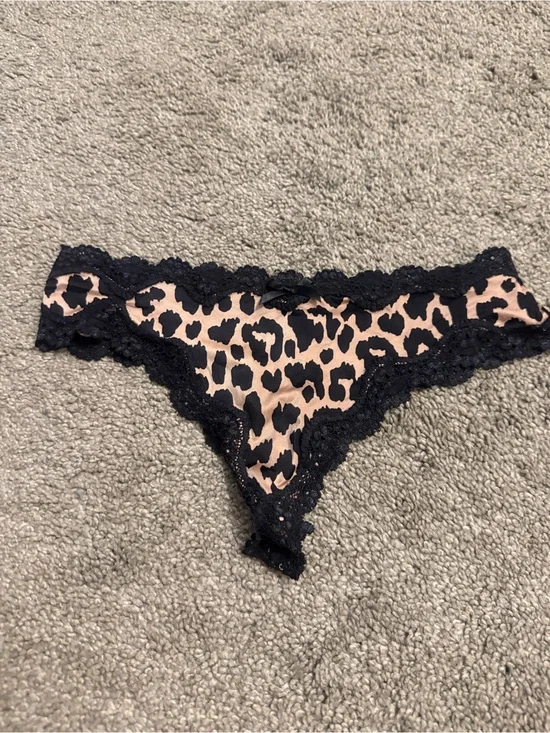 Never worn Leopard Print Lace Trim Bikini Panty - Black & Nude