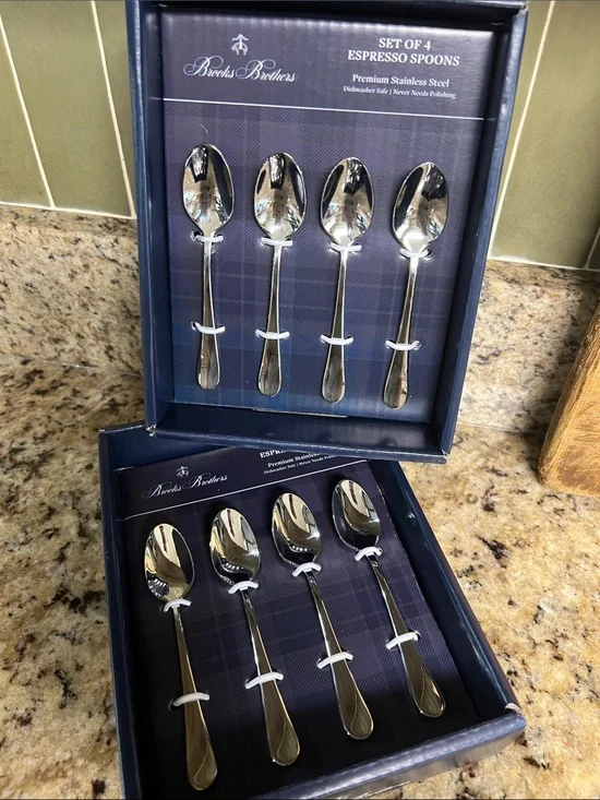Brooks Brothers Polished Silver Espresso Spoon Set -