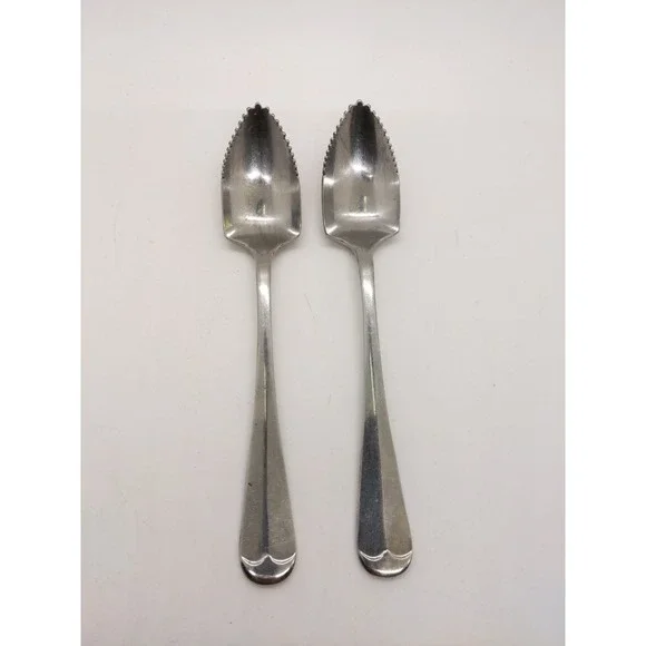 Oxford Hall Jamestown/Old Westbury Grapefruit Spoons Set of 2 Serrated Edge