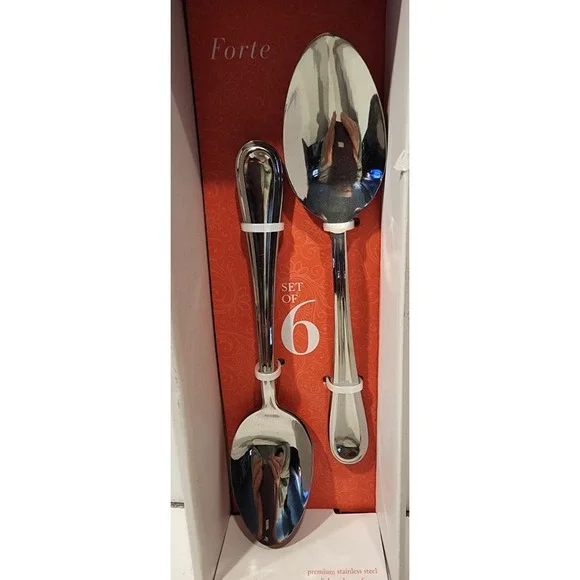 International Forte Stainless Steel Set‎ of 6 Dinner Spoons  NIP