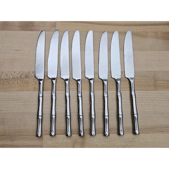 HAMPTON SILVERSMITHS Stainless Flatware BAMBOO ~ 8 Piece DINNER KNIVES