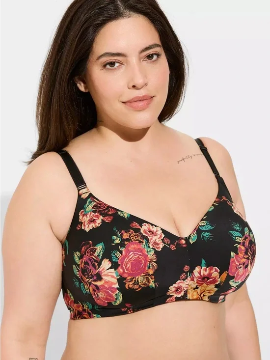 Torrid 360° Back Smoothing Wire-Free Lightly Lined Floral Bra 40DDD