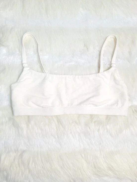 SKIMS Maternity Cotton Jersey Nursing Scoop Bralette White Marble Small NEW