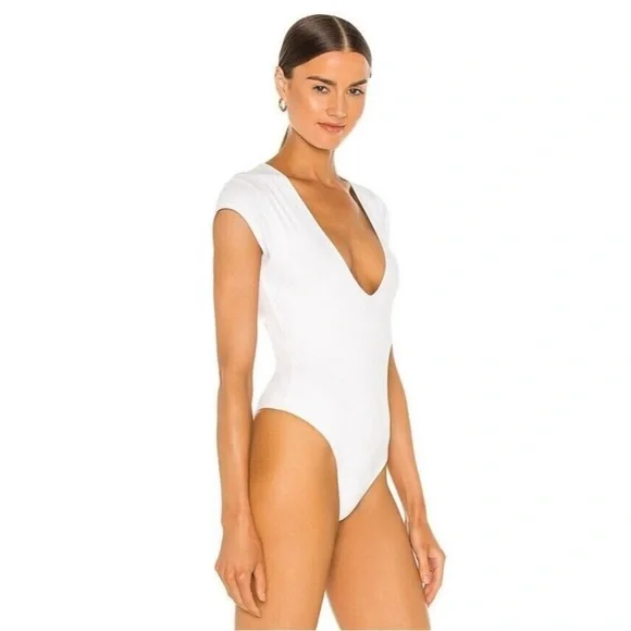 ATM Anthony Thomas Melillo V-Neck White Bodysuit NWT - Size Medium