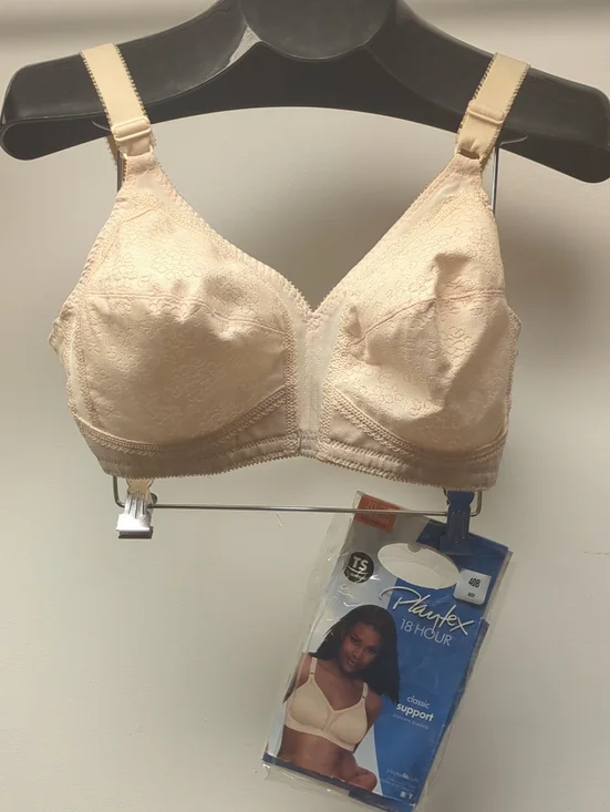 40B Playtex Beige 18 Hour Bra Classic Support Bra Floral Jacquard Witefree
