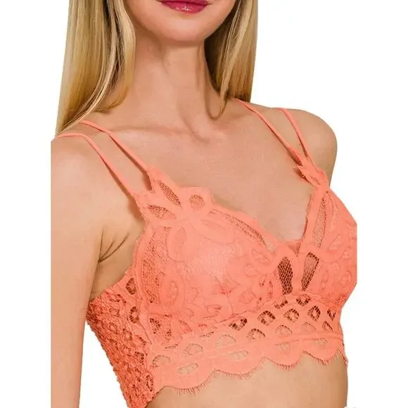 Scalloped Lace Bralette Coral NWT Size Small
