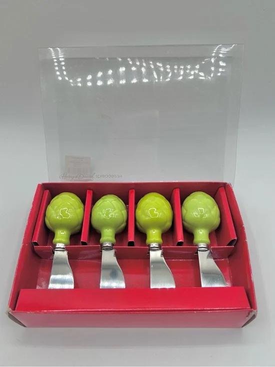 Harry & David Artichoke Cheese Spreader Knives Charcuterie Board Set of 4