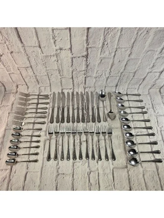 Cuisinart 18/10 Stainless Flatware Set of 46 Pieces Mixed w/ Beaded Edge Design
