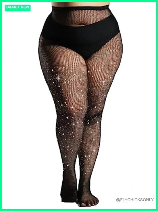 Indestructible Ultra Sparkly Rhinestone Fishnet Tights High Waist Party