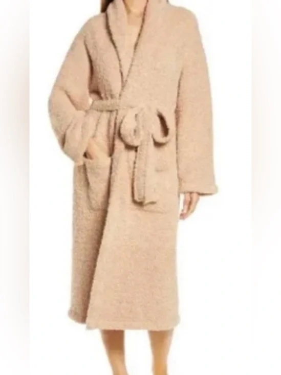 Barefoot dreams Cozy Shawl-Collar Sherpa Robe Coat - Beige