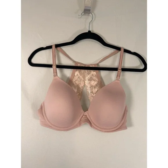 Soma Bra 36C Embraceable Racerback Lined Underwire Adjustable Straps Lace Nude