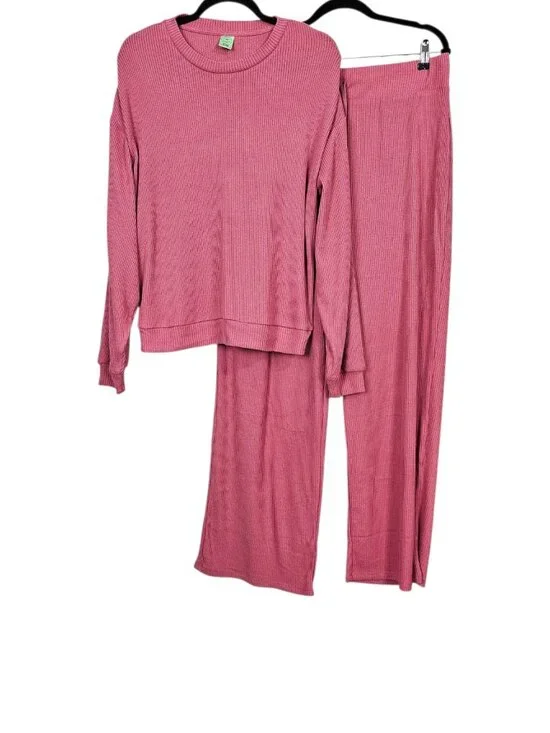 Honeydew Ladies' Ribbed Relaxed 2-piece Lounge Set New Size XL Pink