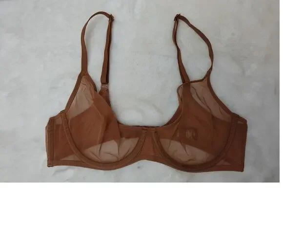 Skims Mesh Scoop Unlined Underwire Bra in Light Brown 36B