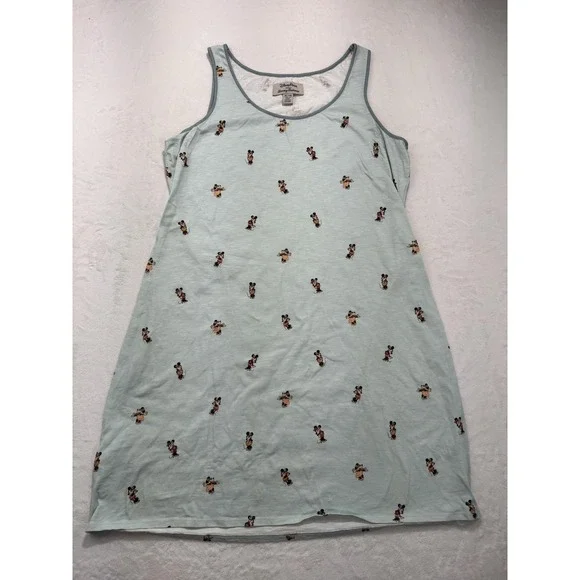 Disney Parks Sleep Shirt Womens XL Green Minnie Mouse Print Jersey Tommy Bahama