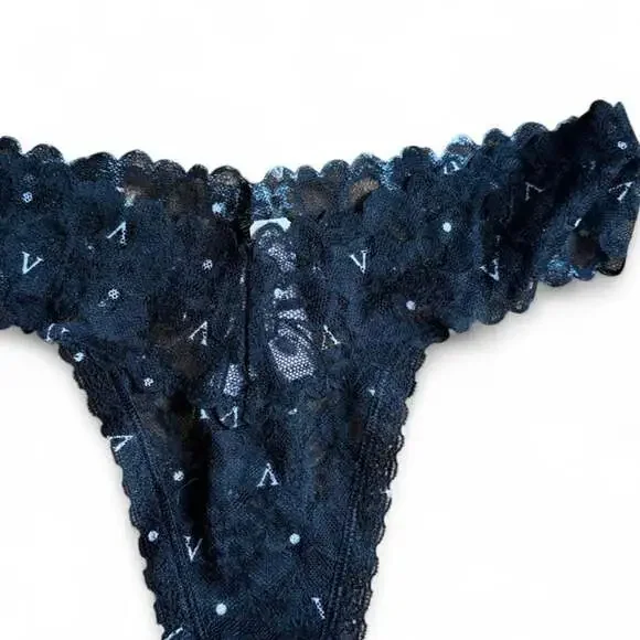 Victoria's Secret Black Lace Thong Panty Size M