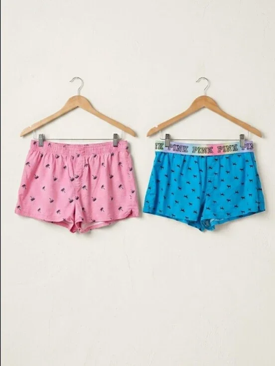PINK Victoria's Secret Cotton Blend Elastic Waist Bundle Of 2 Sleep  Shorts