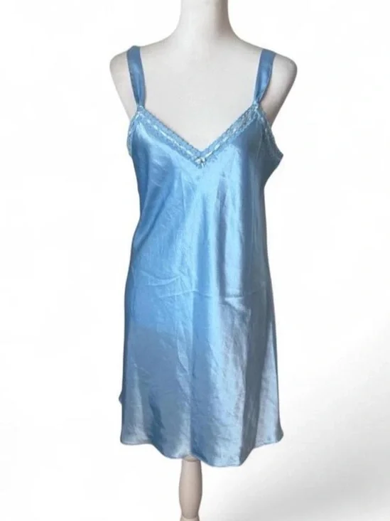 Blue Satin Slip Chemise