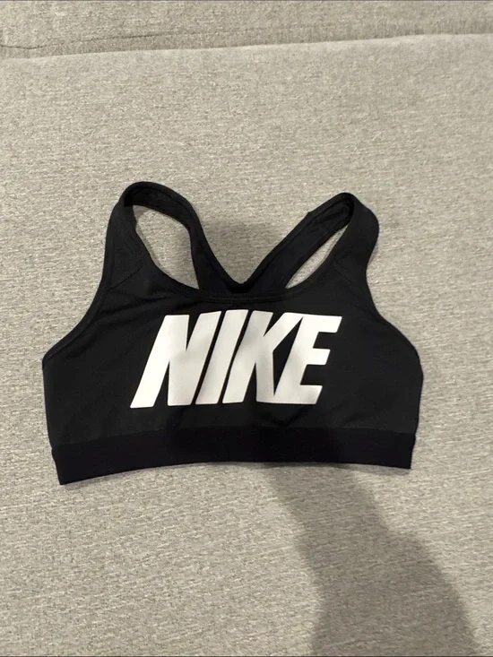 Nike Black Sports Bra with White Logo Racerback