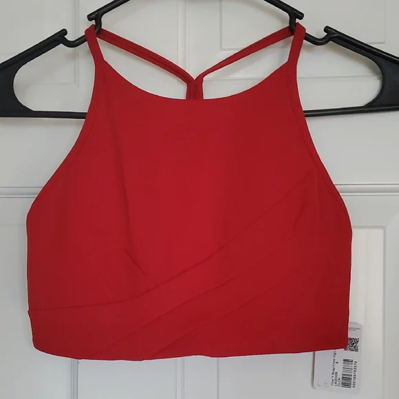 NWT Lululemon Flow Y Wrap Front High Neck Sz 4  Crimson