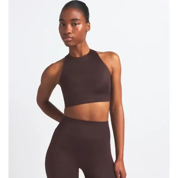 NikeSKIMS NEW Shine High Neck Bra 42DD Phoenix Brown Nike SKIMS NWT 42E