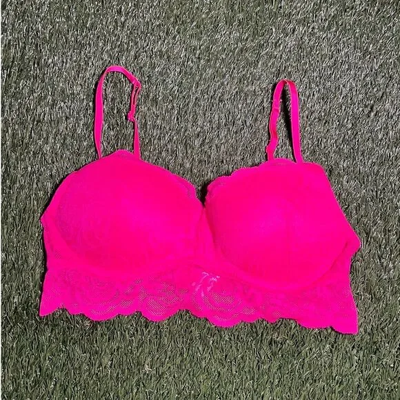 Candie's Bralette Pink Lace Underwired Bra 34B Adjustable Strap