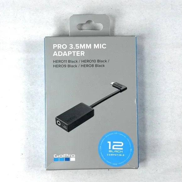 GoPro Pro 3.5mm Mic Adapter USB-C HERO12 11 10 9 8 Black / New / Sealed