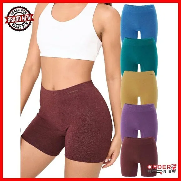 Seamless Boyshort Panties 5-Pack - Tag-Free Soft Stretchy Bamboo