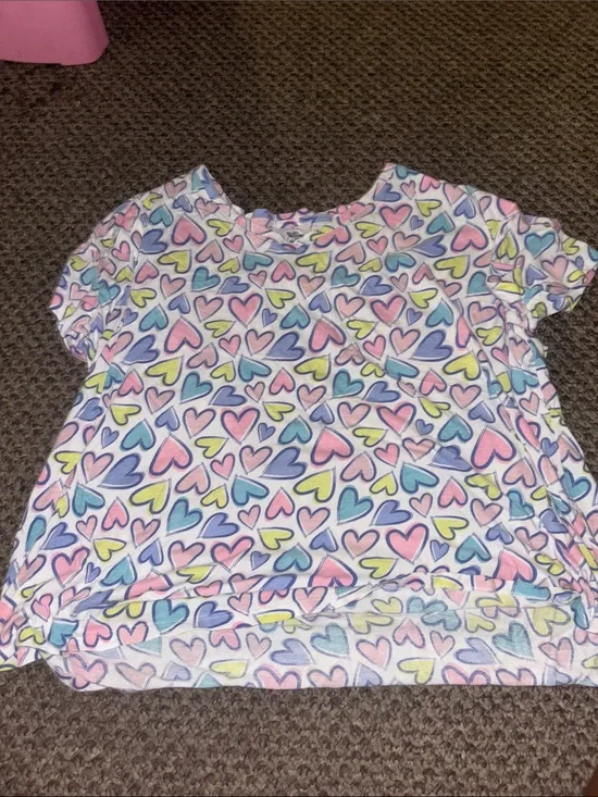 Secret Treasures Girls Heart Print Short Sleeve Tee - Pink, Blue, Purple, Yellow