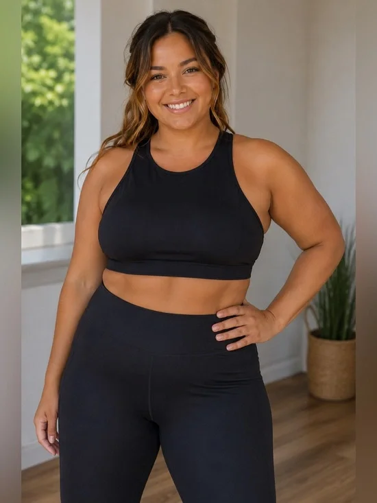 Avia Black High-Neck Racerback Performance Sports Bra