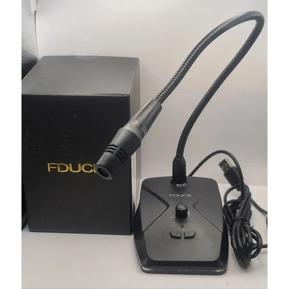 FDUCE USB Gooseneck Computer Microphone with Mute Button & RGB Lighting