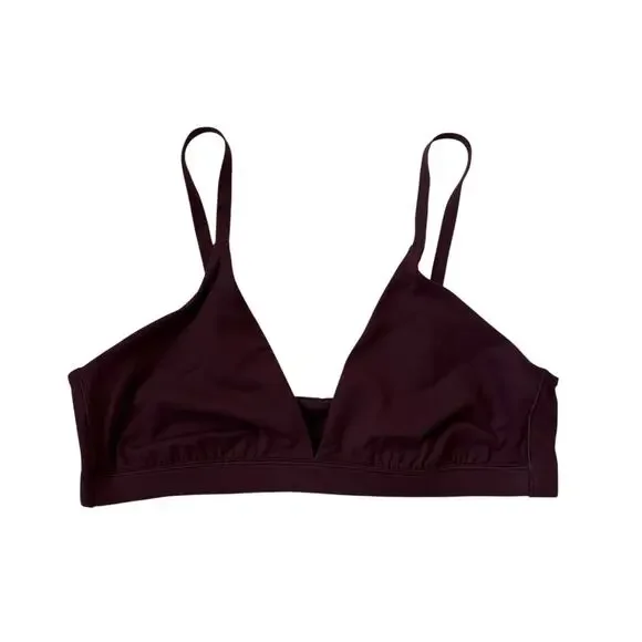 Athleta BodyMove VitaForm Plunge Bralette Maroon Women's Large NWT A-C Cups
