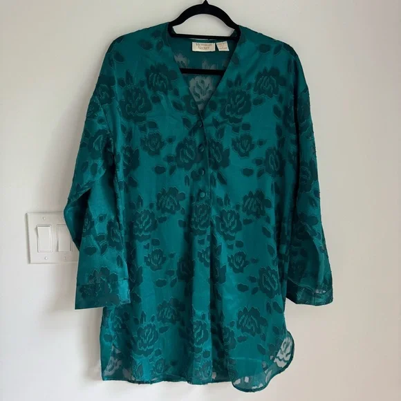 Vintage Victoria's Secret Gold Label Nightgown Women’s Size Small Floral Green