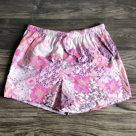 The Cat’s Pajamas Piper Luxe Cotton Shorts Pink Floral Print Medium