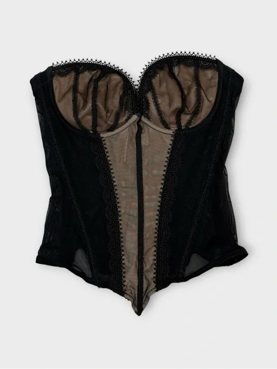 Simone Pérèle Black & Nude Mesh Bustier Corset — 34B / EUR 75B