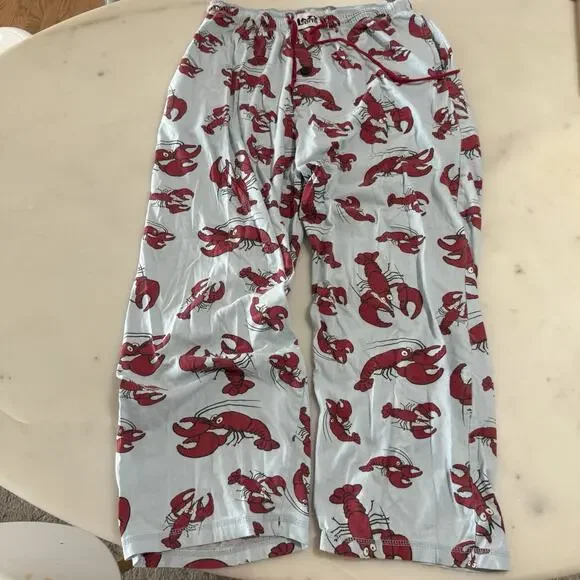 Lazy One 100% Cotton Lobster Pajama Pants Blue Lounge Bottoms Pinterest Women M