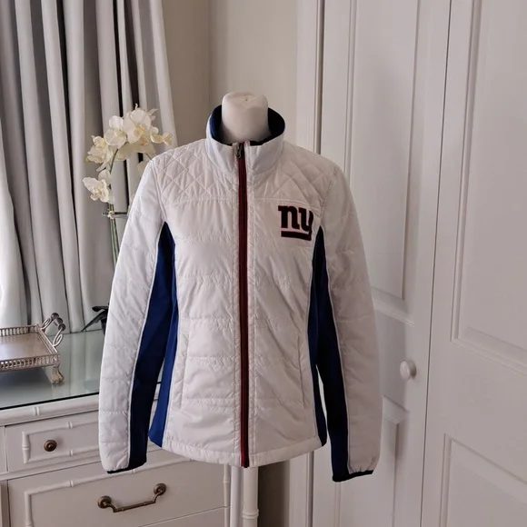NFL New York Giants Women's Team‎ Apparel White Quilted Zip Up Jacket S-M
