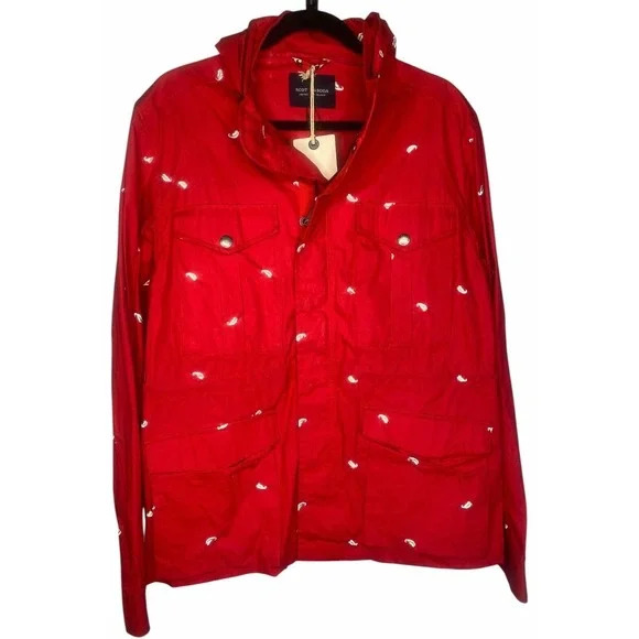 Scotch & Soda women's Rain Jacket Red‎ Hot Lips Hooded NEW w/defect size medium