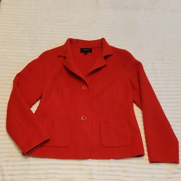 Talbots Vibrant Red Women's Felted Wool Blend Blazer Sz 2