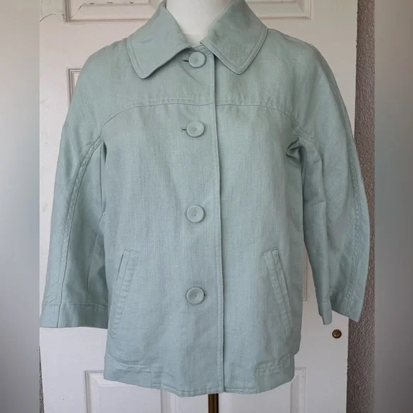 J.Jill Brand‎ Linen Blend Cropped Jacket Mint Size Small